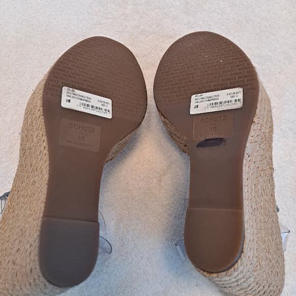 SCHUTZ Clear and Tan Wedge Sandals - Picture 8 of 10